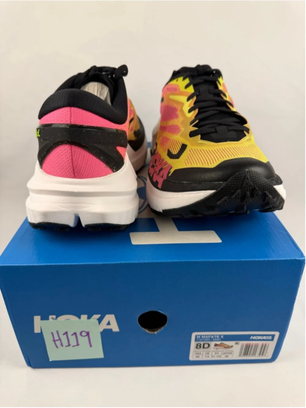 Men's Hoka Mafate X Athletic Shoes Size 8 Yellow Pink